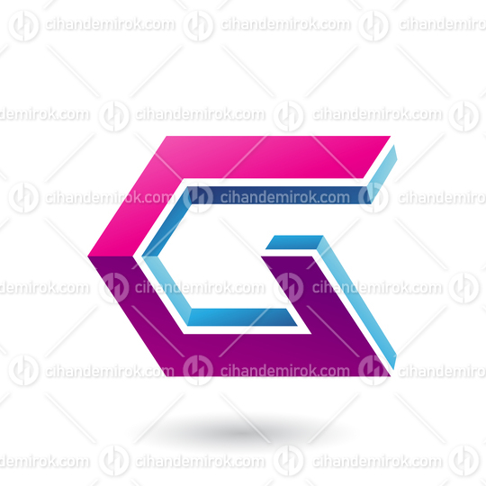 Magenta and Blue 3d Angled Icon for Letter G Vector Illustration