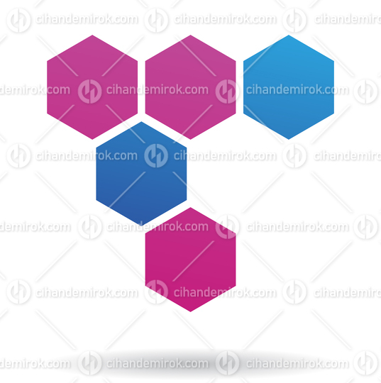 Magenta and Blue Abstract Honeycomb Logo Icon of Hexagons
