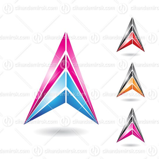 Magenta and Blue Abstract Letter A with an Arrow Head Shape