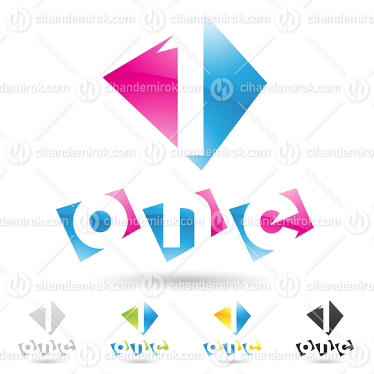 Magenta and Blue Abstract Logo Icon of Number 1 with Negative Space