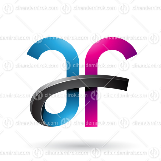 Magenta and Blue Bold Curvy Letters A and F Vector Illustration