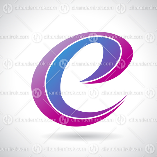 Magenta and Blue Curvy Retro Striped Lowercase Letter E