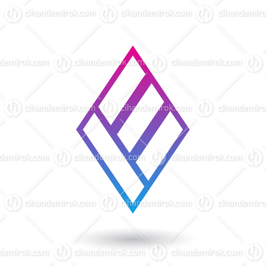 Magenta and Blue Diamond Shaped Letter E Vector Illustration