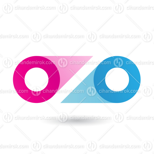 Magenta and Blue Double Letter O Vector Illustration