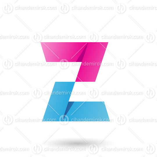 Magenta and Blue Folded Paper Letter Z Vector Illustration