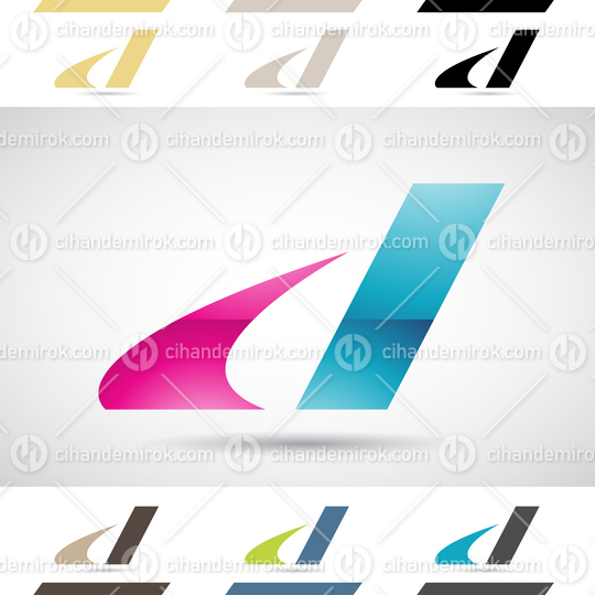 Magenta and Blue Glossy Abstract Logo Icon of Italic Bold Letter D