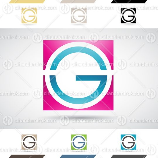 Magenta and Blue Glossy Abstract Logo Icon of Round Square Letter G