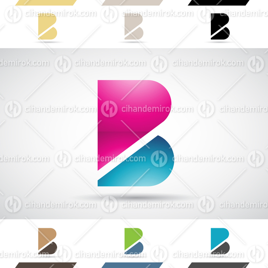 Magenta and Blue Glossy Bold Abstract Split Logo Icon of Letter B