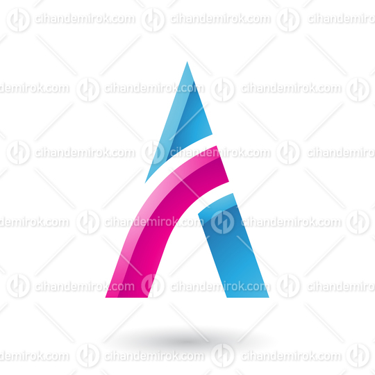 Magenta and Blue Letter A with a Bowed Stick Vector Illustration