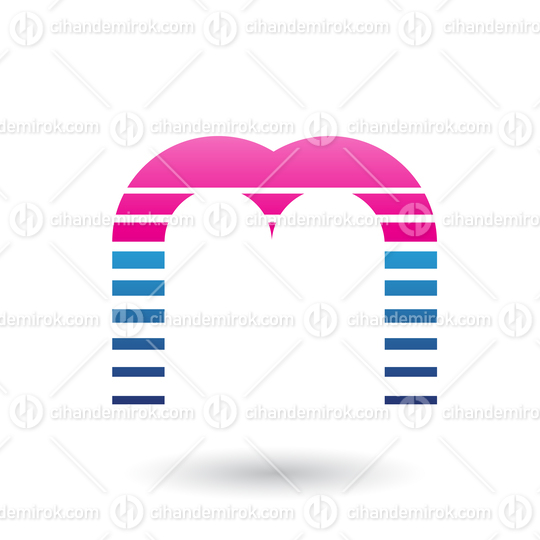 Magenta and Blue Letter M Icon with Horizontal Stripes