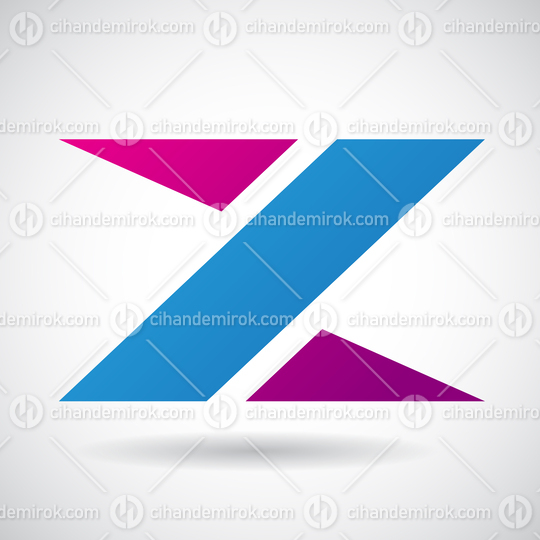 Magenta and Blue Letter Z with a Rectangle and Triangles