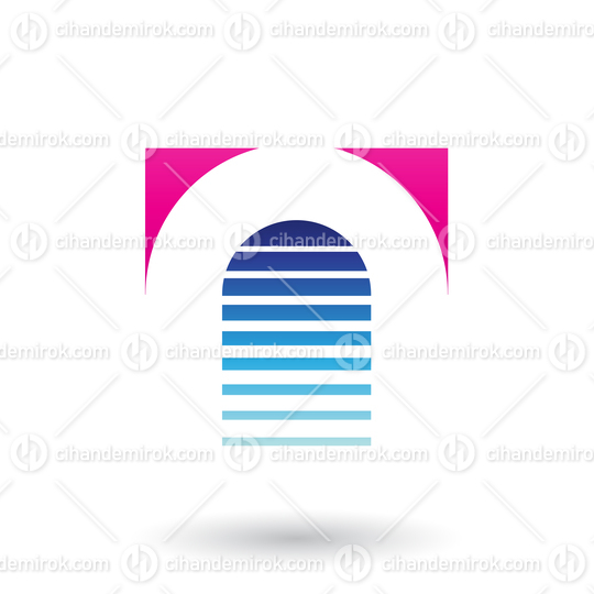 Magenta and Blue Reversed U Icon for Letter A Vector Illustration