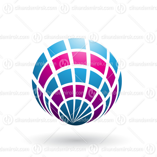 Magenta and Blue Shell Like Round Icon Vector Illustration