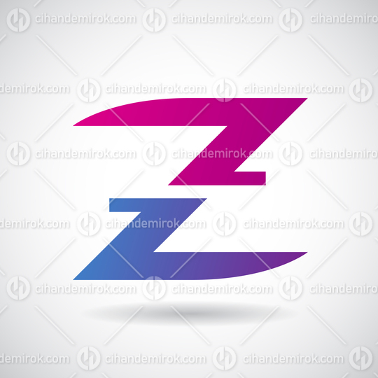 Magenta and Blue Split Letter Z with a Shadow
