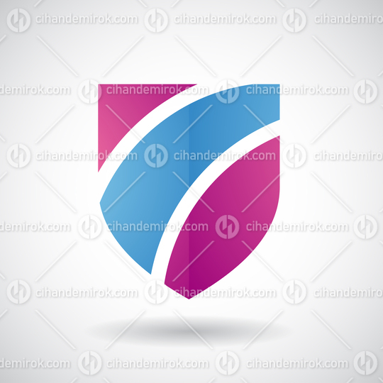 Magenta and Blue Striped Shield Logo Icon with a Shadow