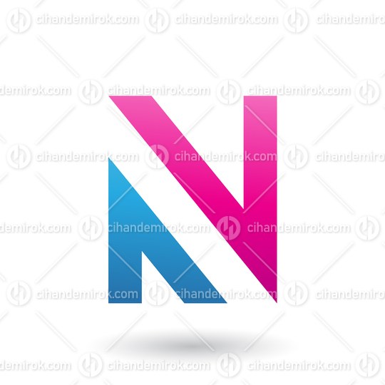 Magenta and Blue V Shaped Icon for Letter N Vector Illustration