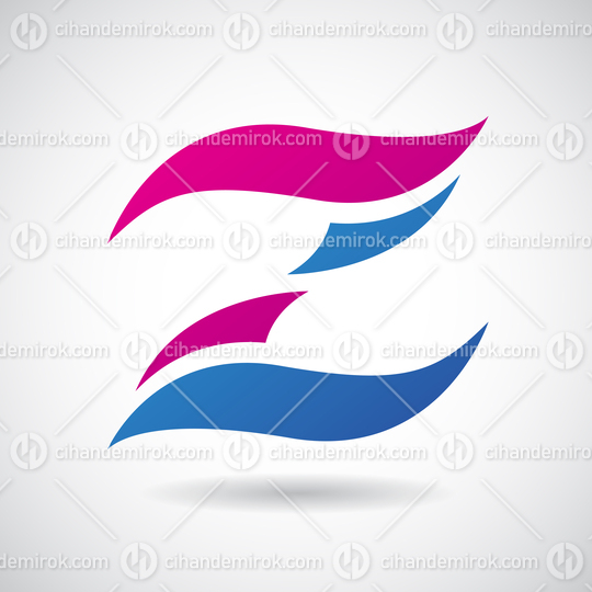 Magenta and Blue Wavy Letter Z with a Shadow