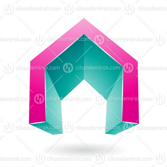 Magenta and Green Abstract Door Shaped Icon for Letter A