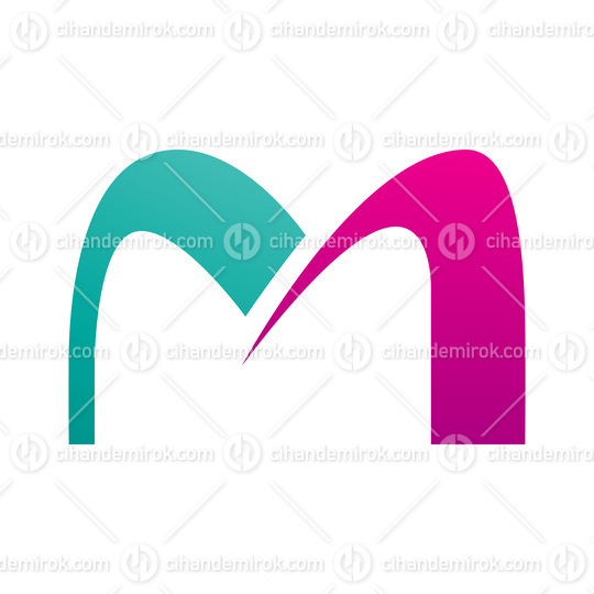 Magenta and Green Arch Shaped Letter M Icon