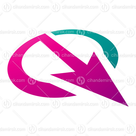 Magenta and Green Arrow Shaped Letter Q Icon