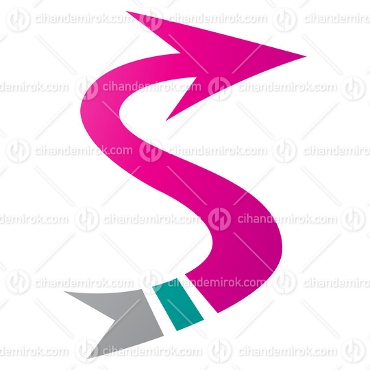 Magenta and Green Arrow Shaped Letter S Icon