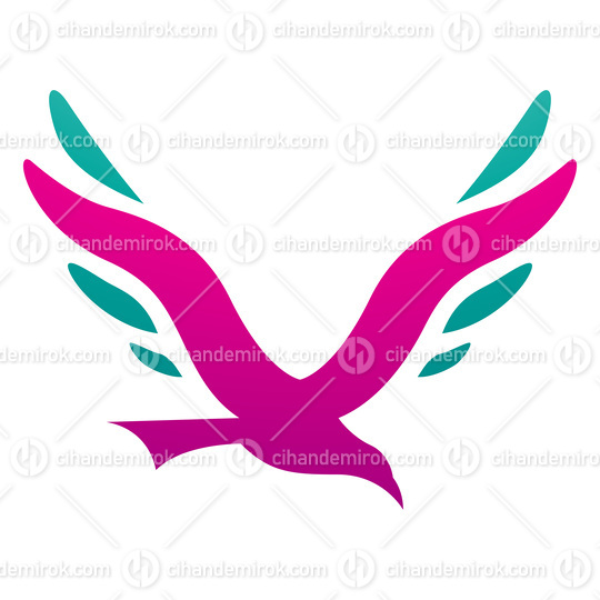 Magenta and Green Bird Shaped Letter V Icon