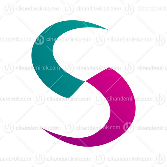 Magenta and Green Blade Shaped Letter S Icon