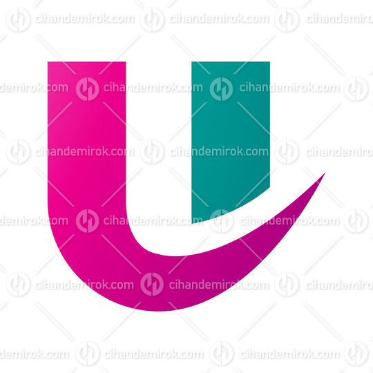 Magenta and Green Bold Curvy Shaped Letter U Icon