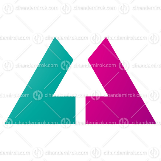 Magenta and Green Bold Letter U Icon with Straight Lines