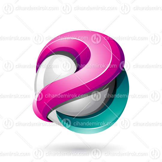 Magenta and Green Bold Metallic Glossy 3d Sphere