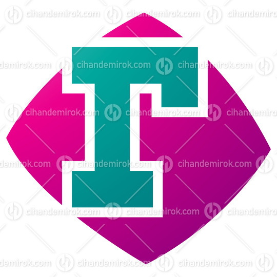 Magenta and Green Bulged Square Shaped Letter R Icon