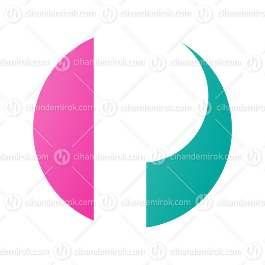 Magenta and Green Circle Shaped Letter P Icon