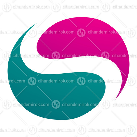 Magenta and Green Circle Shaped Letter S Icon