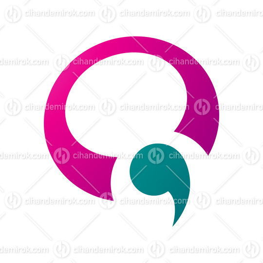 Magenta and Green Comma Shaped Letter Q Icon