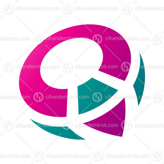 Magenta and Green Compass Shaped Letter Q Icon