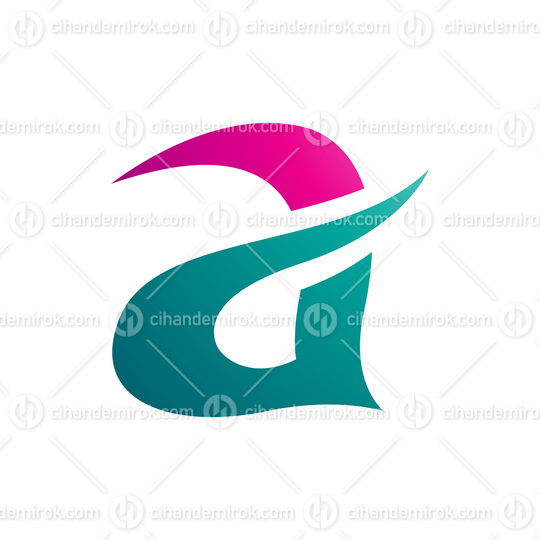 Magenta and Green Curvy Spikes Letter A Icon