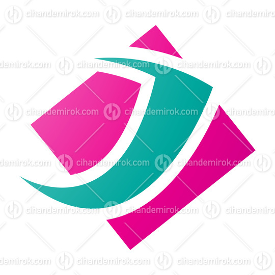 Magenta and Green Diamond Square Letter J Icon