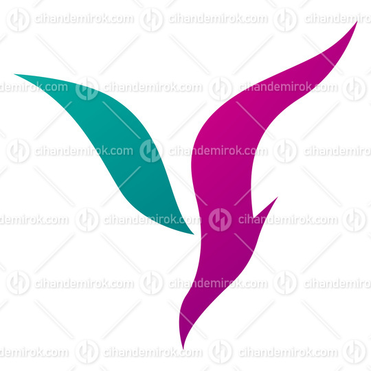 Magenta and Green Diving Bird Shaped Letter Y Icon