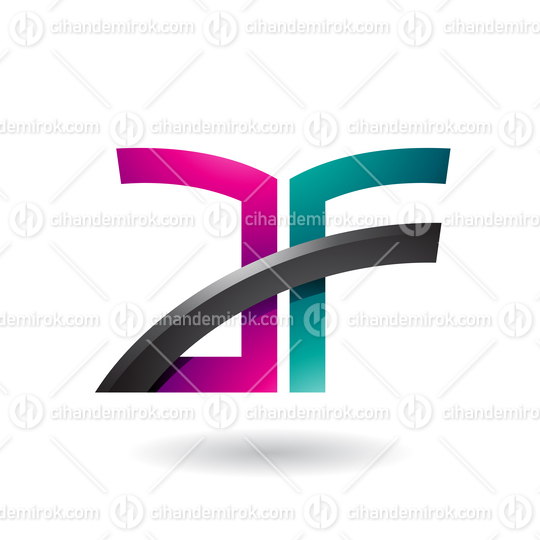 Magenta and Green Dual Letter Icon of A and F Vector Illustration