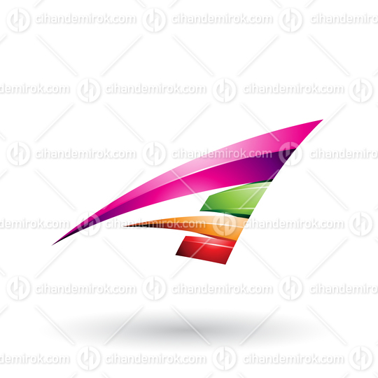 Magenta and Green Dynamic Glossy Flying Letter A