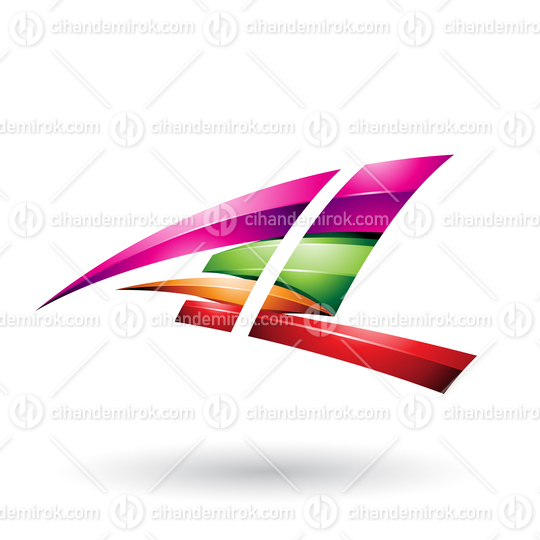 Magenta and Green Dynamic Glossy Flying Letter A and L