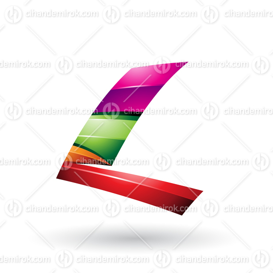 Magenta and Green Dynamic Glossy Flying Letter L