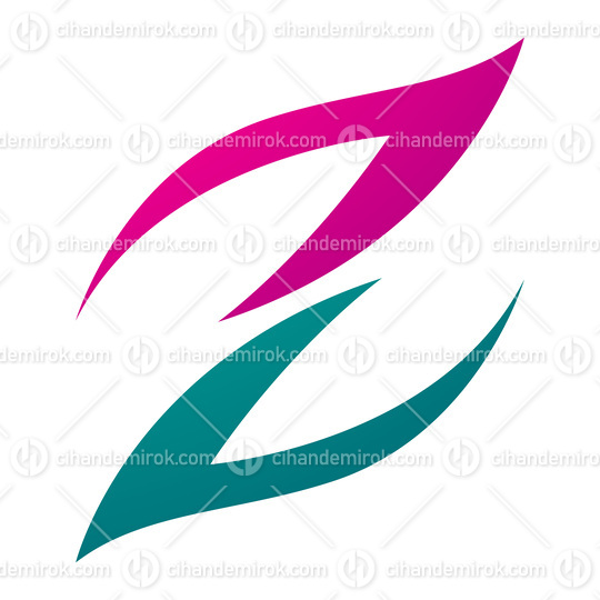 Magenta and Green Fire Shaped Letter Z Icon