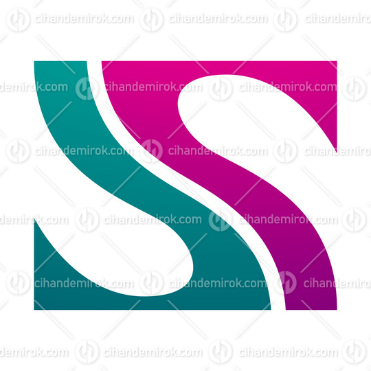 Magenta and Green Fish Fin Shaped Letter S Icon