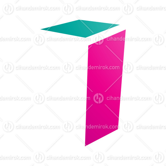 Magenta and Green Folded Letter I Icon