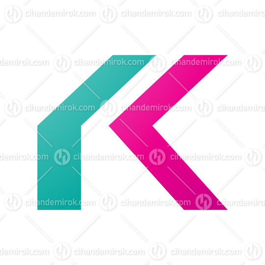 Magenta and Green Folded Letter K Icon