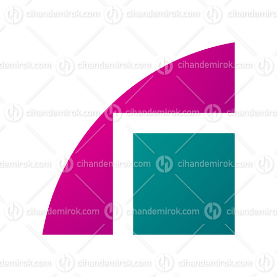 Magenta and Green Geometrical Letter R Icon