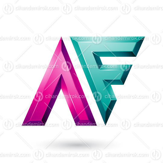 Magenta and Green Glossy Dual Letters of Letters A and F