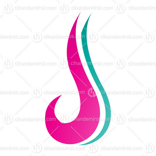 Magenta and Green Hook Shaped Letter J Icon