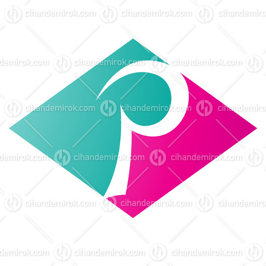 Magenta and Green Horizontal Diamond Letter P Icon